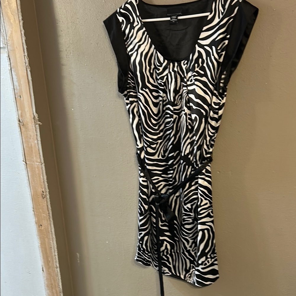 Apostrophe Black and White Zebra Print Midi Dress